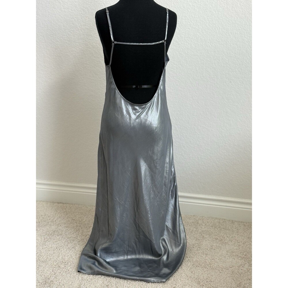 Intimately Free‎ People Dress Drop Everything Slip Dress Large Silver Metallic - Picture 3 of 8
